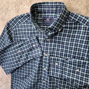 Vineyard Vines Shirt Mens S Button Down Murray Blue Plaid Performance Flannel